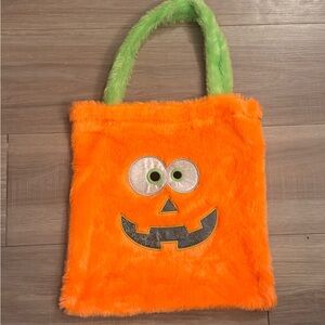 Fuzzy Orange Pumpkin Kids Tote Bag